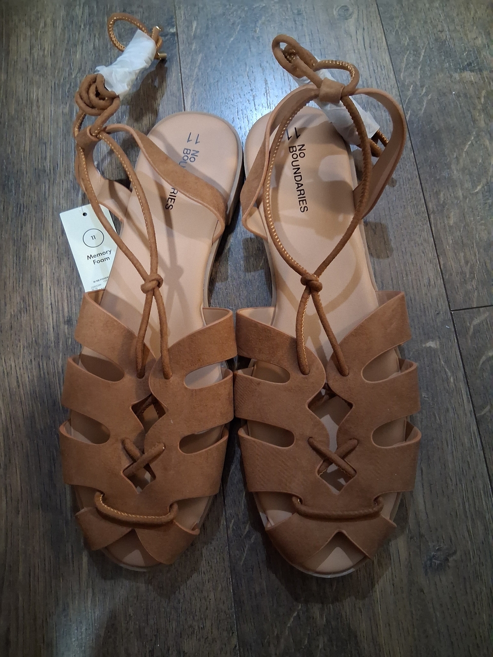 No Boundaries Women's Brown Lace-Up Summer Sandals 11